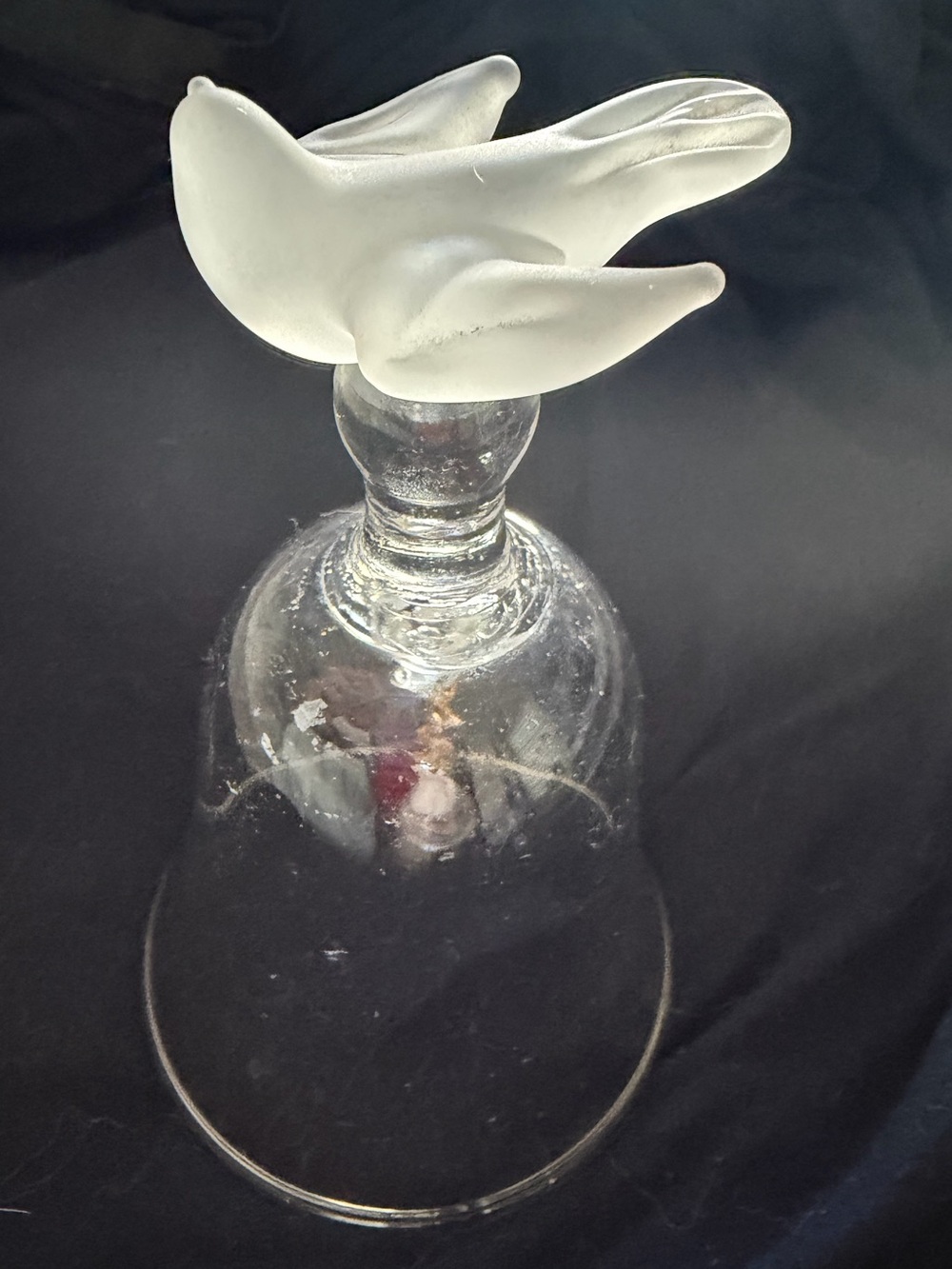 Vintage Crystal Bell with frosted bird handle
